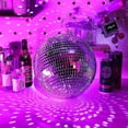 thumbnail image 3 of Festive Hanging Disco Ball, Reflective Glass Squares Party Decoration for Disco Light Effect, Home Decoration Mirror Disco Ball, Lightweight & Easy Installation (6Inch,Silver), 3 of 4
