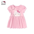thumbnail image 4 of HelloKitty-ropa para niños, vestido cómodo de algodón de verano para niñas, Falda plisada de princesa de manga corta con cuello redondo y dibujos animados bonitos, 4 of 5
