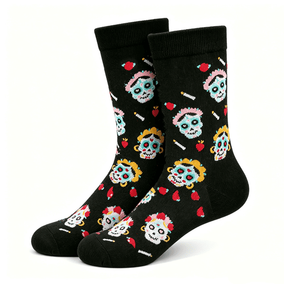 Women‘s Grip Socks Embroidered Ankle‑length Cotton Socks Pilates Socks 3‑Pair Black