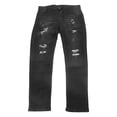 thumbnail image 1 of Men Distressed Pants Casual Fashionable Zipper Button Slim Fit Pants with Pockets for Travel Party Black L, 1 of 22