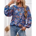 thumbnail image 4 of Camisa PRETTYGARDEN para Mujer Floral con Botones XXL Azul, 4 of 8