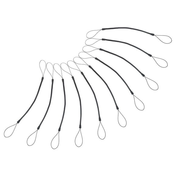 10 Pcs with Tethers Mobile Phone Straps 13.50X3.50X3.50CM Black