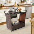 thumbnail image 4 of Gymax Rattan Patio Bar Cart Beverage Bar Counter Table w/ Wheels & Ice Bucket, 4 of 10