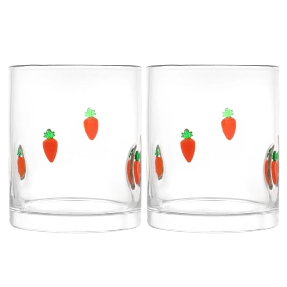12 Fl Oz Easter Carrot Charm Drinking Glasses,Set Of 2,Icon Glass,Cute Shot Glasses