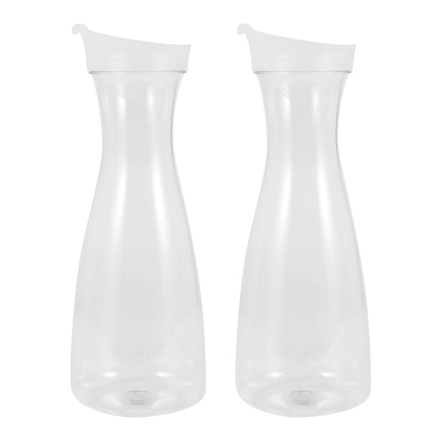 2 Piezas Garrafas de Agua de PláStico de 1 L con Tapas Abatibles Blancas, Jarras Inastillables Reciclables y de Alimenticio, Tarro de Jugo
