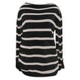thumbnail image 1 of Faithtur Women Knit Sweater Long Sleeve Crew Neck Contrast Color Striped Sweater Pullover Sweater for Fall Winter, 1 of 5