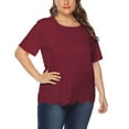thumbnail image 7 of fatyb Plus Size Tops for Women Casual Summer Crewneck T Shirt Solid Color Loose Womens Tunic Blouses, 7 of 7