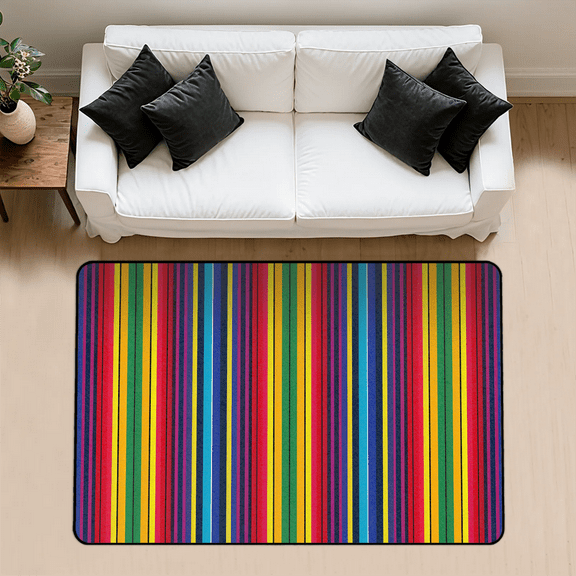 CURLYOOT Cinco De Mayo Area Rug 3x5 Ft Rugs for Entryway Entrance Kitchen, Washable Non Slip Mexican Striped Indoor Floor Carpet for Bedroom Living Room