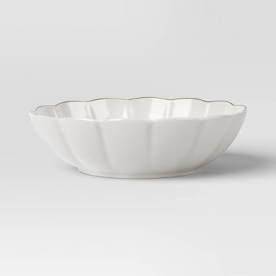 Serve Bowl Scalloped Gold Rim