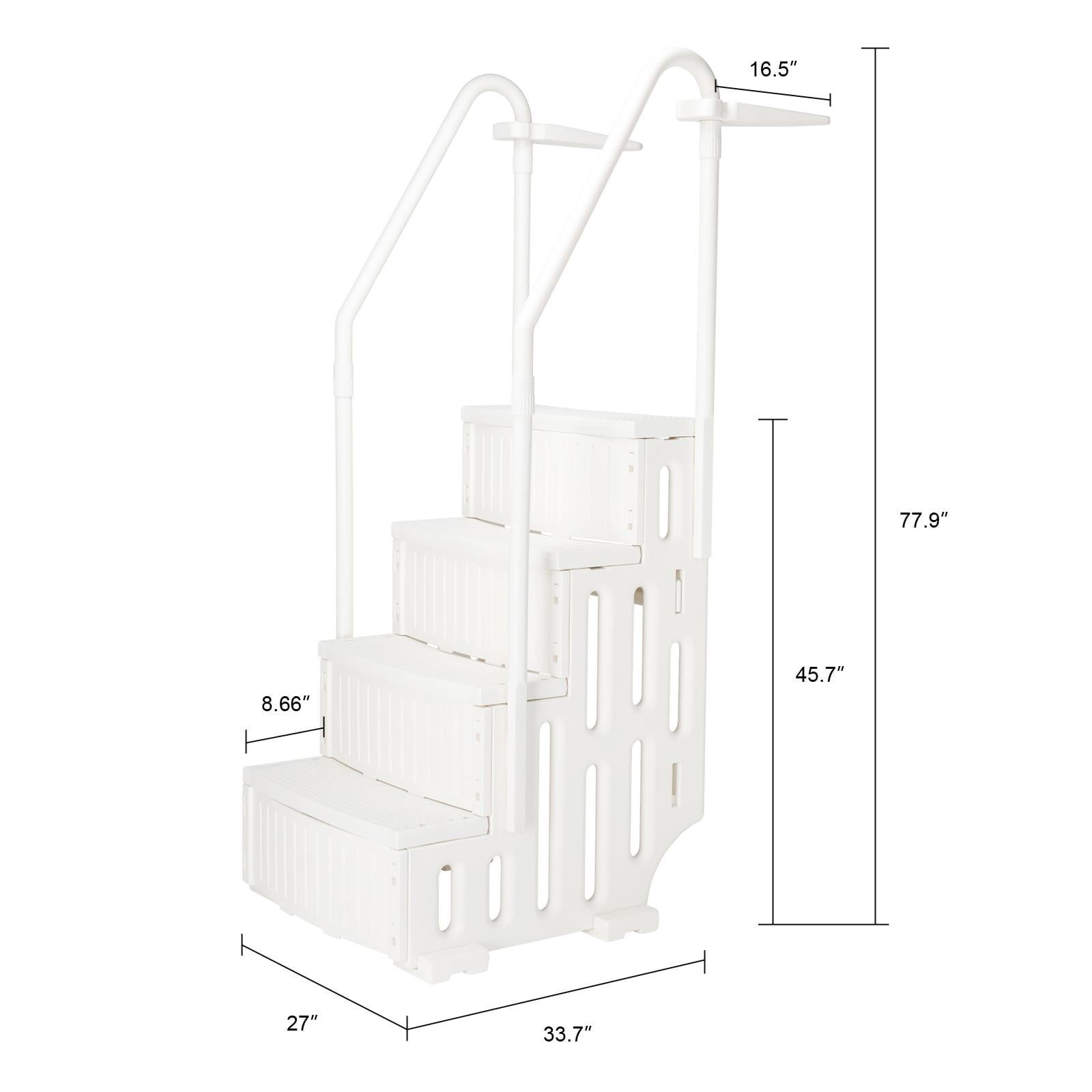 Zimtown 4-Step Above Ground Pool Ladder, White Plastic Entry Steps for Easy Pool Access