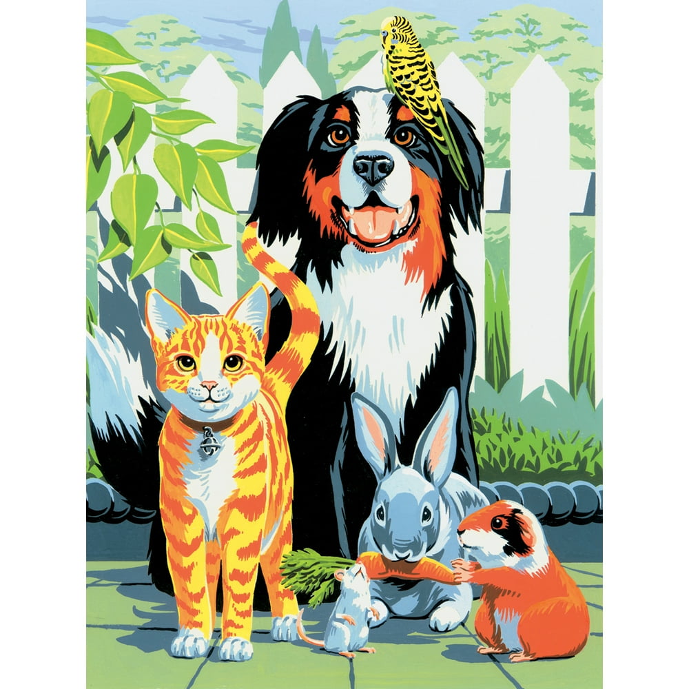 Junior Small Paint By Number Kit, 8.75" x 11.75", Family Pets Walmart