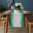 thumbnail image 2 of Green Stripes Table Runner - 108 Inch Long, Kitchen Dining Table Runner Dresser Scarves, Light Pink Ombre Simple Abstract Lines Farmhouse Decor for Coffee Tables Wedding Party Banquet, 2 of 8