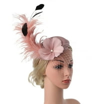 MSJUHEG Tea Party Hats,Feather Hair Clip,Feather Headpiece,Church Hats,Fascinators Hats,Fascinator Wedding Hat Feather Flower Pillbox Hat Tea Headband Clips D One Size