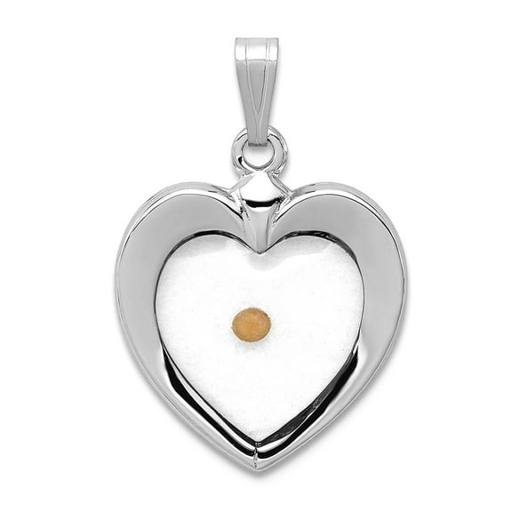 925 Sterling Silver Polished Large Love Heart With MuStard Seed Pendant Necklace 18x15mm Wide Pendant for Women