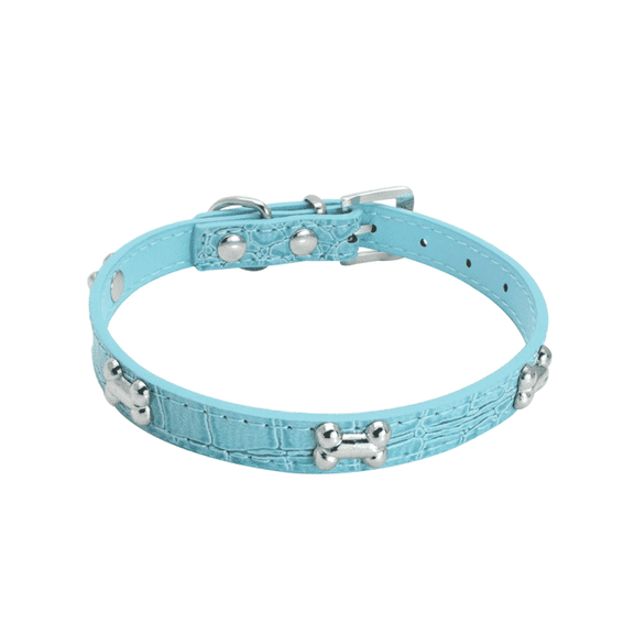GASTROPOD Dog Collar,Whimsical Bone Pattern Dog Collar,Dog Collar with Zinc Alloy Buckle for Walks,Soft Adjustable Synthetic Leather Puppy Collar