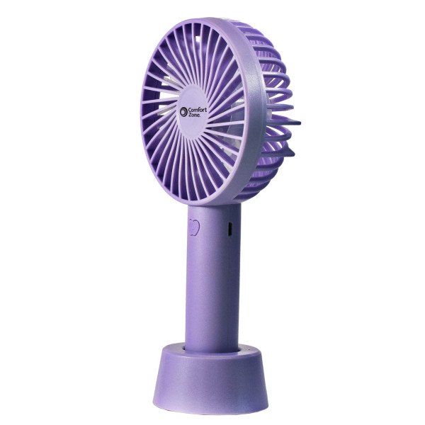 Comfort Zone 4" Handheld Rechargeable Personal Wand Fan, Purple