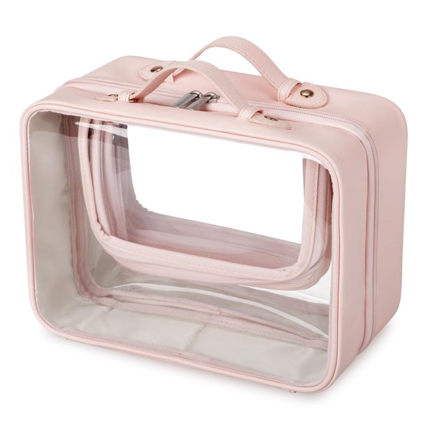 Neceser GRANNY SAYS, aprobado por la TSA, transparente, impermeable, rosa