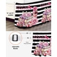 thumbnail image 5 of White Black Striped Bed Skirt California King Size 18 Inch Drop, Hello Pink Rose Love Book Cake Adjustable Elastic Dust Ruffles Bedskirt Wrap Around Pleated Mattress Frame Cover, 5 of 9