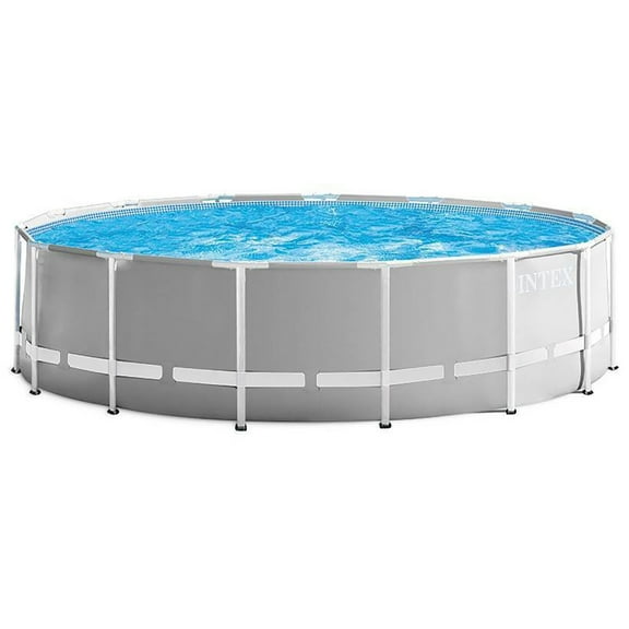 Open Box Intex 15 Foot x 48 Inch Prism Above Ground Pool Set & Ladder and Cover