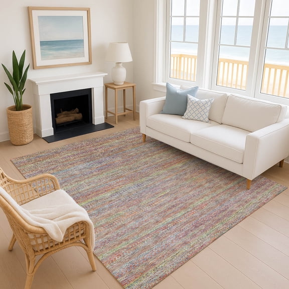 Addison Rugs Mayfield Premium Machine Washable Transitional Stripes Terracotta Rectangle Rug, 10' x 14'
