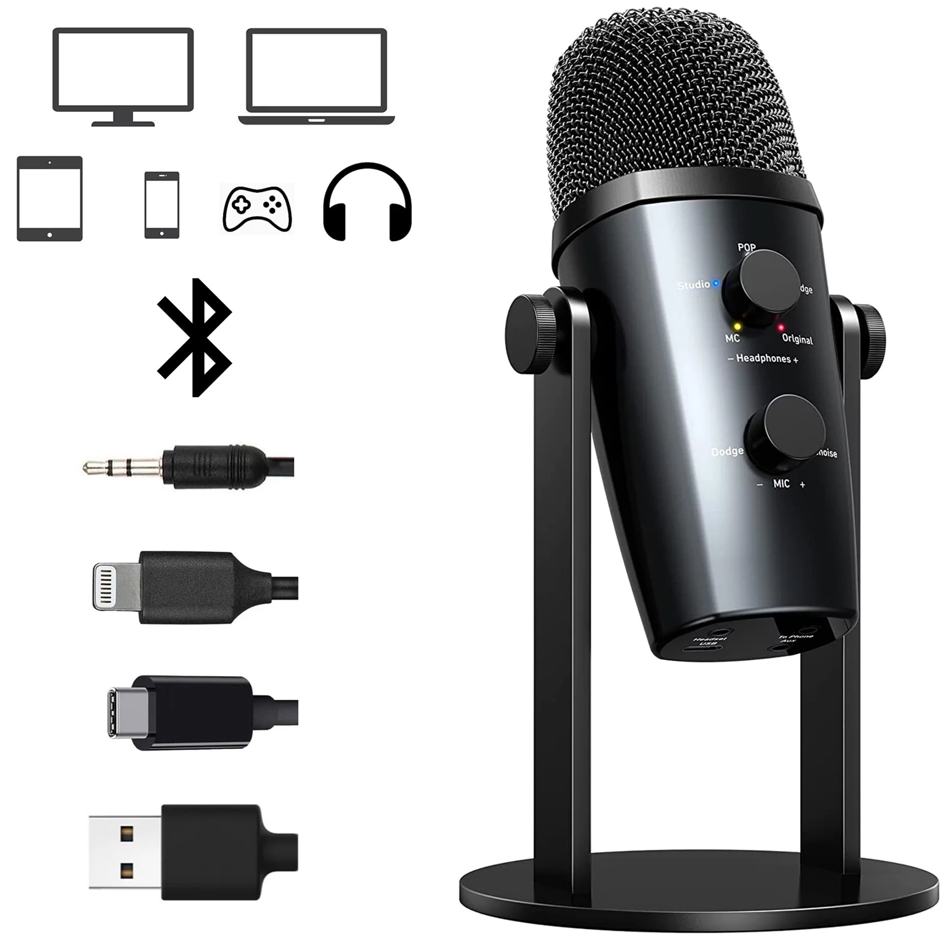 XZL USB microphone for Computer, Gaming Microphone for PC/ Phone/ PS4/5, Microphone for Streaming - Walmart.com