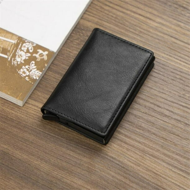 Cartera inteligente de aleación de aluminio para hombre y mujer, tarjetero de cuero sintético, estilo informal, a la moda, para negocios, novedad