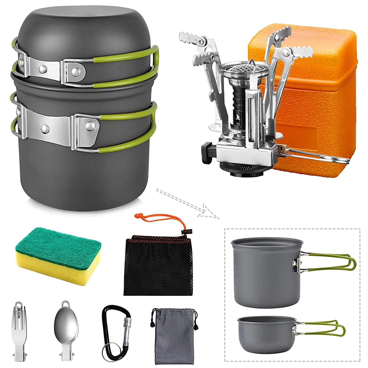 Camping Cookware Set for 12 People, Outdoor Foldable Camping Pot with