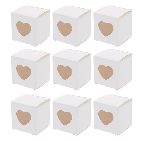 1 Set 50 Pcs PVC Wedding Candy Boxes with Heart-shaped Clear Window (White)