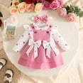 thumbnail image 2 of CAICJ98 Baby Girl Clothes Fall Winter Outfit Long Sleeve Ruffle Romper Plaid Skirt Bow Headband 3 Pcs Set (Pink,9-12 Months), 2 of 8