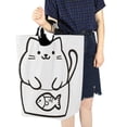thumbnail image 4 of Yayeee Freestanding Laundry Hamper with Handle Collapsible Large Storage Basket for Clothes, White Chubby Cat, 4 of 7