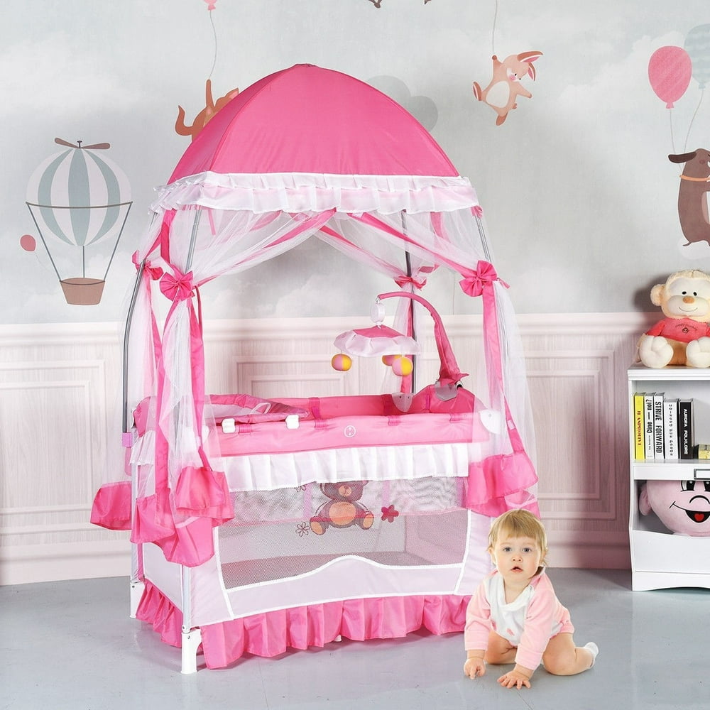 Portable Baby Playpen Crib Cradle w/ Carring Bag