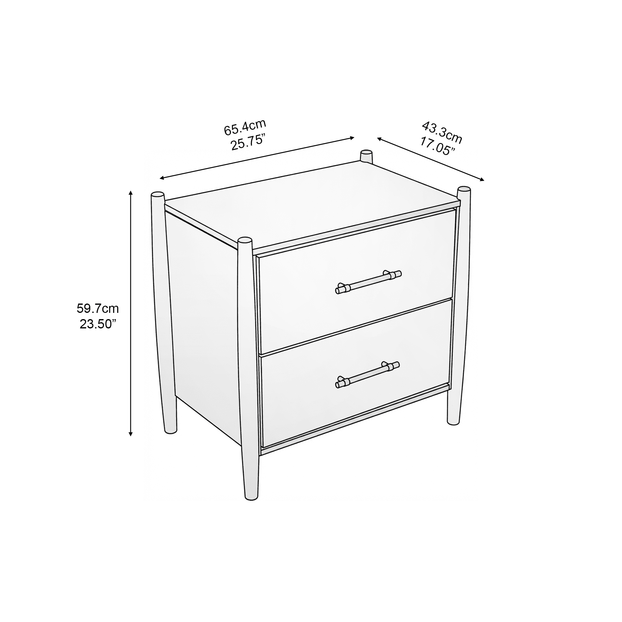 Josiah Solid Wood 2 Drawers Nightstand Brown - for Adults and Teens