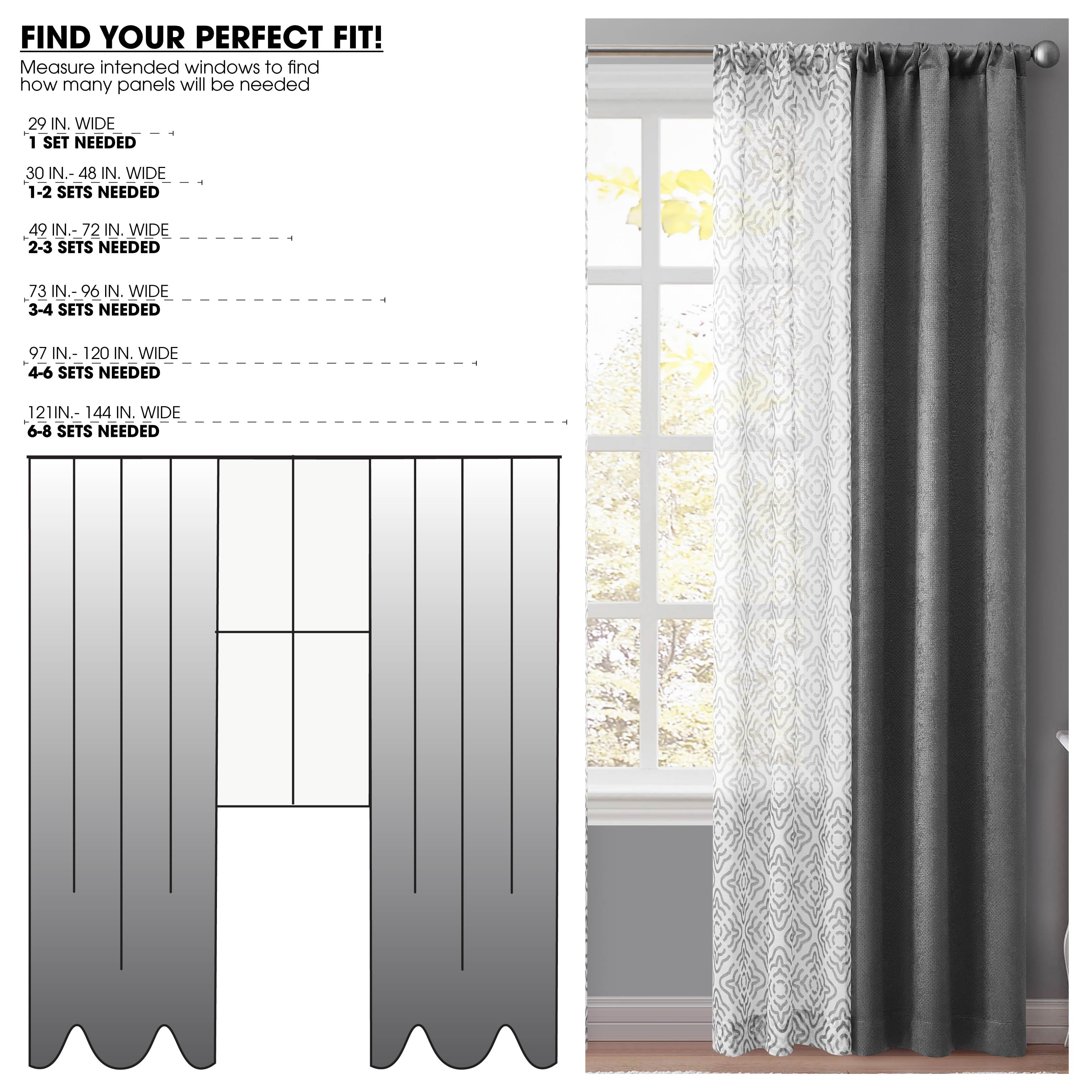 (2 pack) Mainstays Metallic Blackout Curtains and Sheers Set, 4 Panels, Soothing Gray, 27.5" W x 84” L