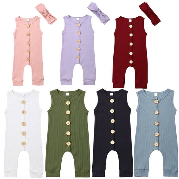 Newborn Baby Girl Boy Clothes Sleeveless Romper Jumpsuit Knitted Bodysuit Playsuit Outfits Set