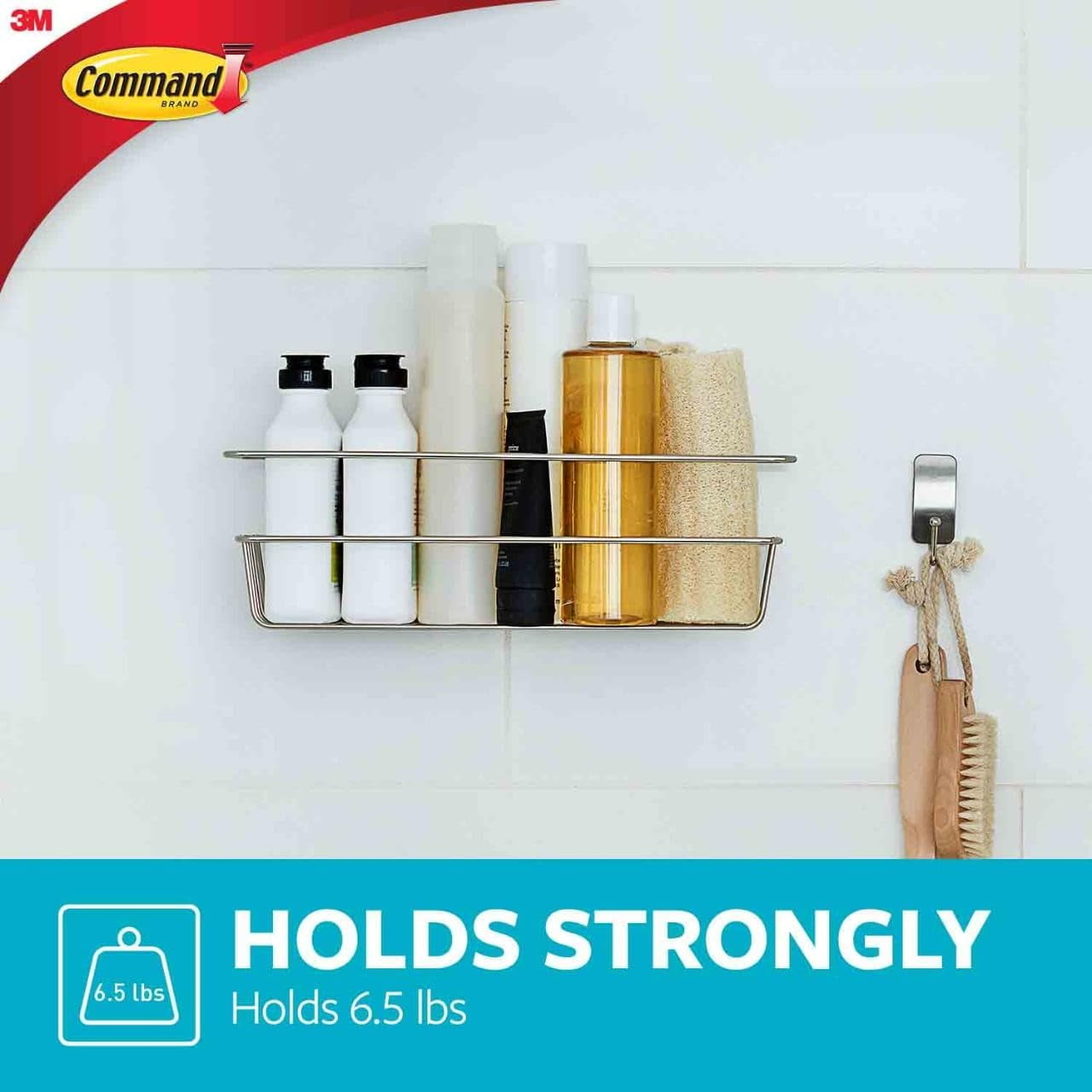 RGHJAR-Command Shower Caddy Matte Black with Water Resistant Strips, Bathroom Organizer, Holds up to 6.5 lbs
