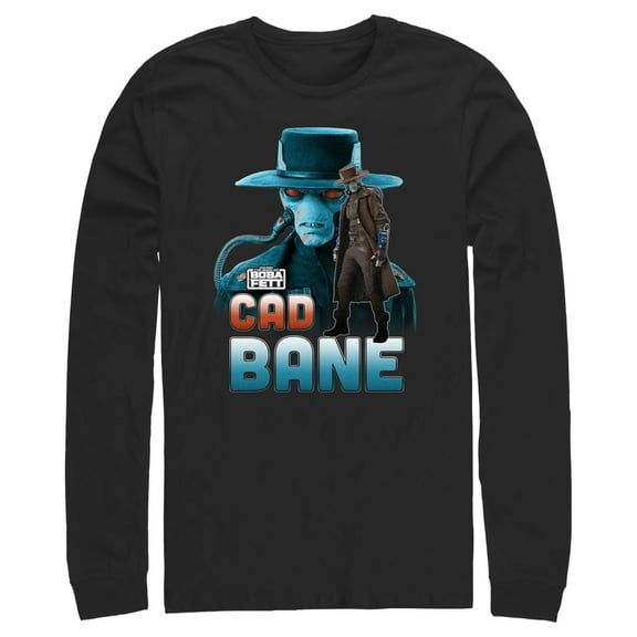 Men's Star Wars: The Book of Boba Fett Cad Bane Mercenary and Bounty Hunter Long Sleeve Shirt Black Small