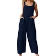 thumbnail image 1 of Mono de mujer con bolsillos, sin mangas, piernas anchas, monos de talla grande, 1 of 8
