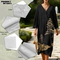 thumbnail image 5 of DISNIMO Tree Printed Linen-Like Womens Summer Maxi Dress 3/4 Sleeve Casual Loose Midi Dress Long V Neck Dresses Fashion Spring Midi Maxi Dresses, XL, 5 of 6