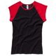 thumbnail image 1 of B&C Camiseta de manga corta en canalé fino con mangas de diferente color chica/mujer (Negro/Rojo), 1 of 1
