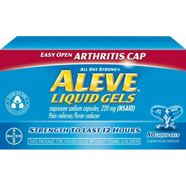 2 Pack Aleve Liquid Gels with Easy Open Arthritis Cap, 80 Liquid Gels