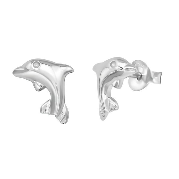 925 Sterling Silver Jumping Dolphin Stud Earring