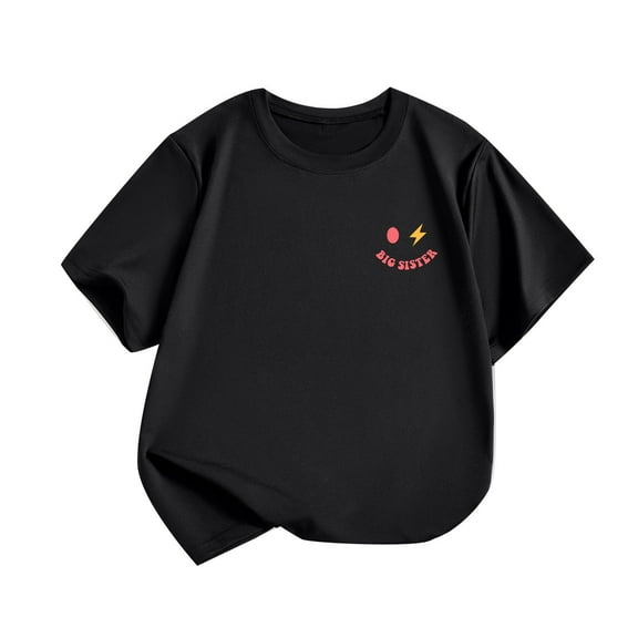 Bearichfupo Children's Casual Short Sleeved T Shirt Day Letter Print Round Neck T Shirt,Girls Crewneck Tees,Sizes 4-5 Years