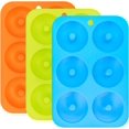 thumbnail image 1 of Molde de silicona para hornear donuts, paquete de 3 donuts antiadherentes, molde de silicona flexible de 6 cavidades para hornear pasteles, donas, cupcakes, galletas, bagels JFHHH pequeña, 1 of 1