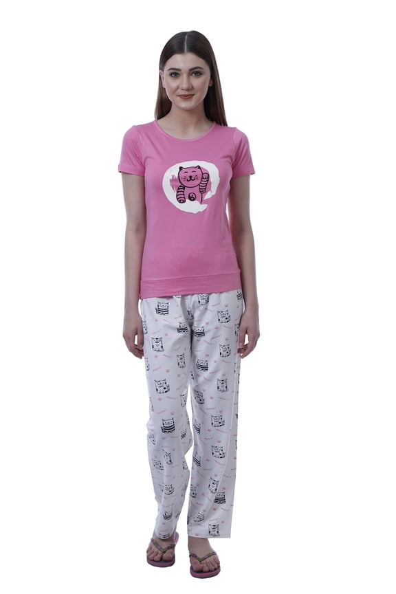 2 Pc Pajama Sets For WoMen's Soft Cute Jersey Sleepwear Top With Pajamas PJ Set