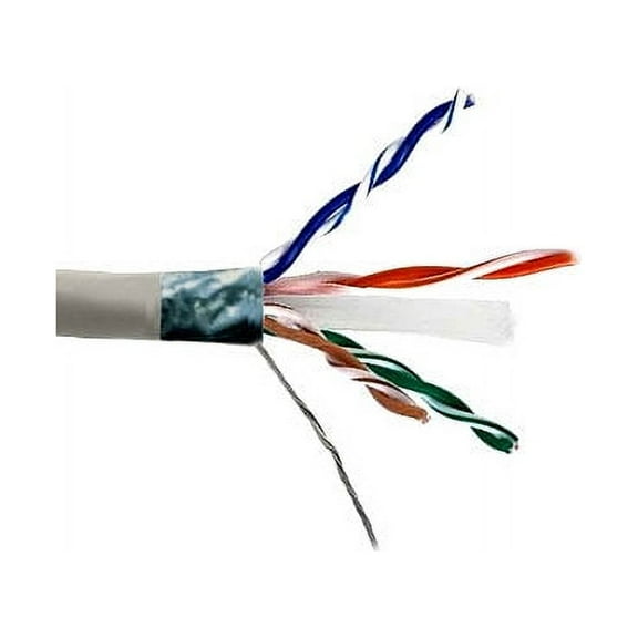 Kentek 1000 Feet FT CAT6 STP Solid Bulk Cable 24 AWG Copper Conductor 550 MHz Category 6 Shielded Twisted Pair PVC Jacket Ethernet RJ45 Network Internet Cord Gray