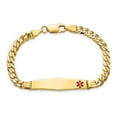 thumbnail image 5 of Auriga Fine Jewelry 10K Yellow Gold Soft Diamond Shape Red Enamel Curb Link ID Bracelet 7" for Women, 5 of 6