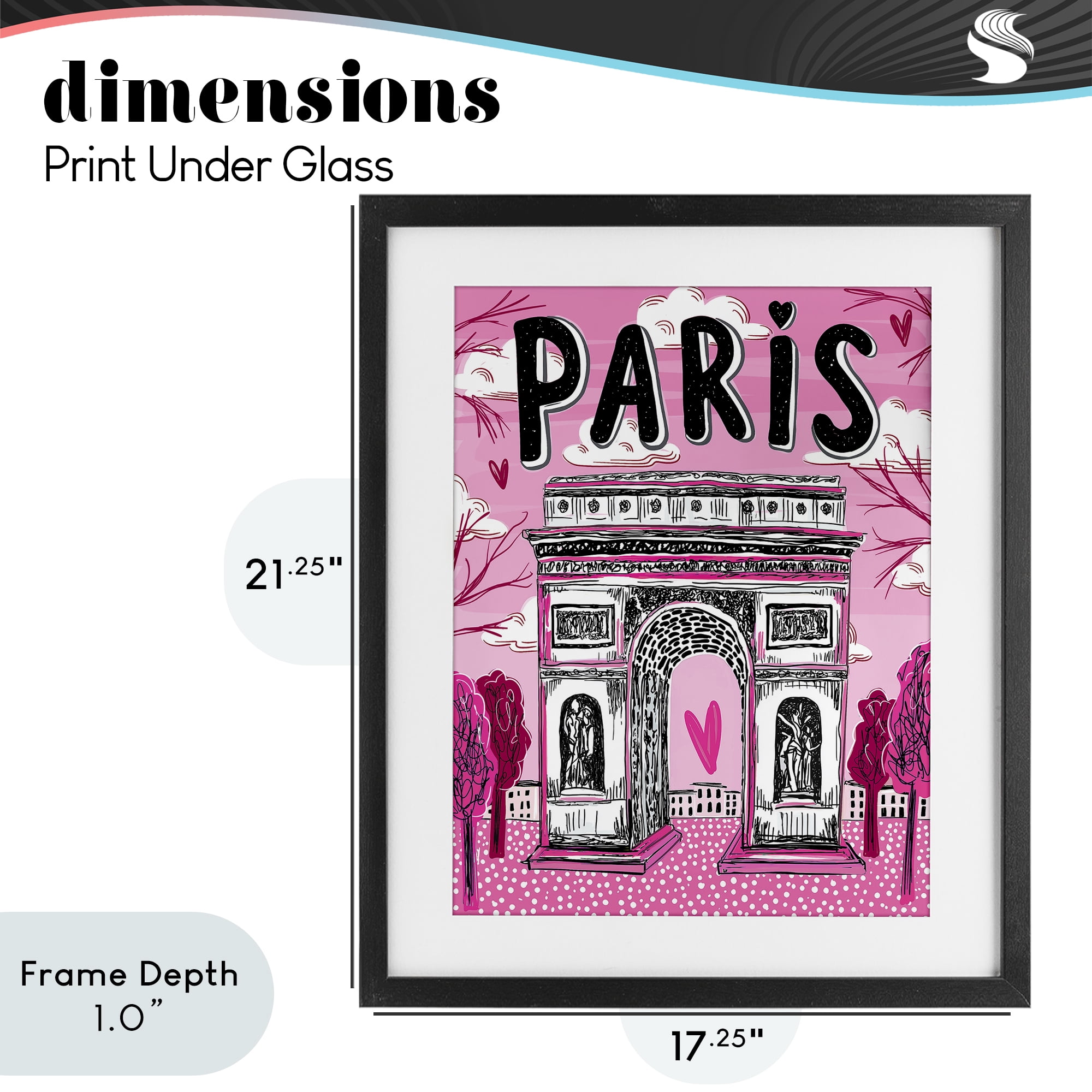 Stupell Industries Romantic Paris Arc de Triomphe Black Framed Print Under Glass, design by Jess Stempel