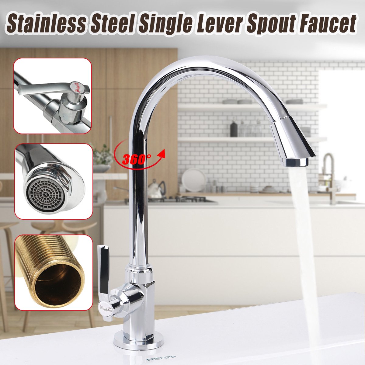 360 Degree Stainless Steel High Arch Gooseneck Spout Single Handle Sink Kitchen Bathroom Faucet Spray Mixer Tap Bar Sink Faucet Walmartcom Walmartcom