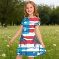 thumbnail image 6 of SGFCWSX Girls American Flag Dress Short Sleeve Round Neck A-Line Flared Holiday Casual Sundress Multicolor Size 9 Years, 6 of 9