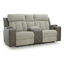 Bowery Hill Contemporary Faux Leather Gray Power Reclining Loveseat